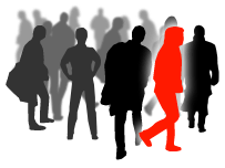 red person in black crowd.gif